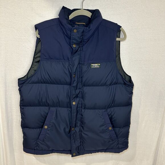 L.L. Bean Mountain Classic Down Puffer Vest Men Size XL REG Blue Water Repellent - Picture 1 of 10